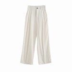 2025 Women Fashion Wide Leg Pants Linen Textured Vintage Loose trousers woman Pants y2k pantalon pour femme