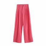 2025 Women Fashion Wide Leg Pants Linen Textured Vintage Loose trousers woman Pants y2k pantalon pour femme