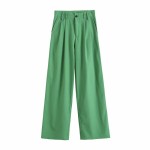2025 Women Fashion Wide Leg Pants Linen Textured Vintage Loose trousers woman Pants y2k pantalon pour femme